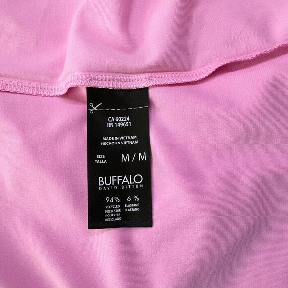 Buffalo David Bitton Blouse Sz M V-Neck Short Sleeve Pink stand up collar - Picture 7 of 8
